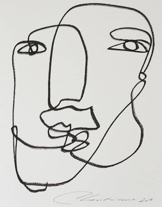 Handmade Abstract Face Line Art Print, Woman Face Single Line India | Ubuy